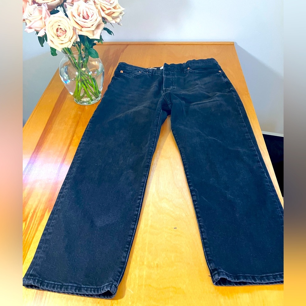 Mango brand black denim straight cropped denim